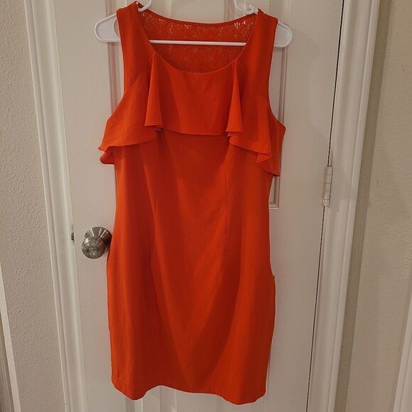 Bisou Bisou Orange Sleeveless Fitted Dress Size 10 - Picture 3 of 10